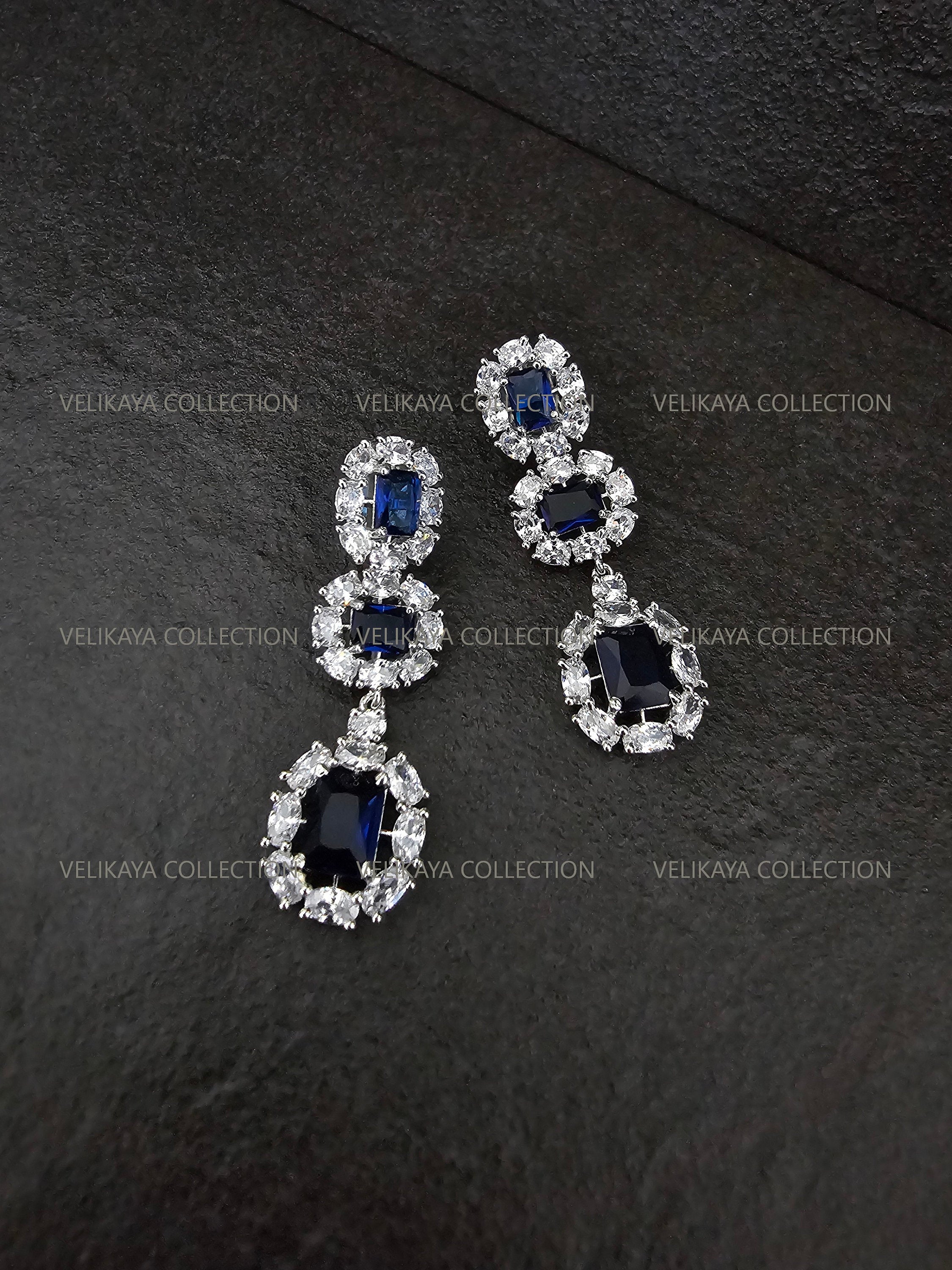 Elizabeth Sapphire Blue CZ Diamond Necklace Set