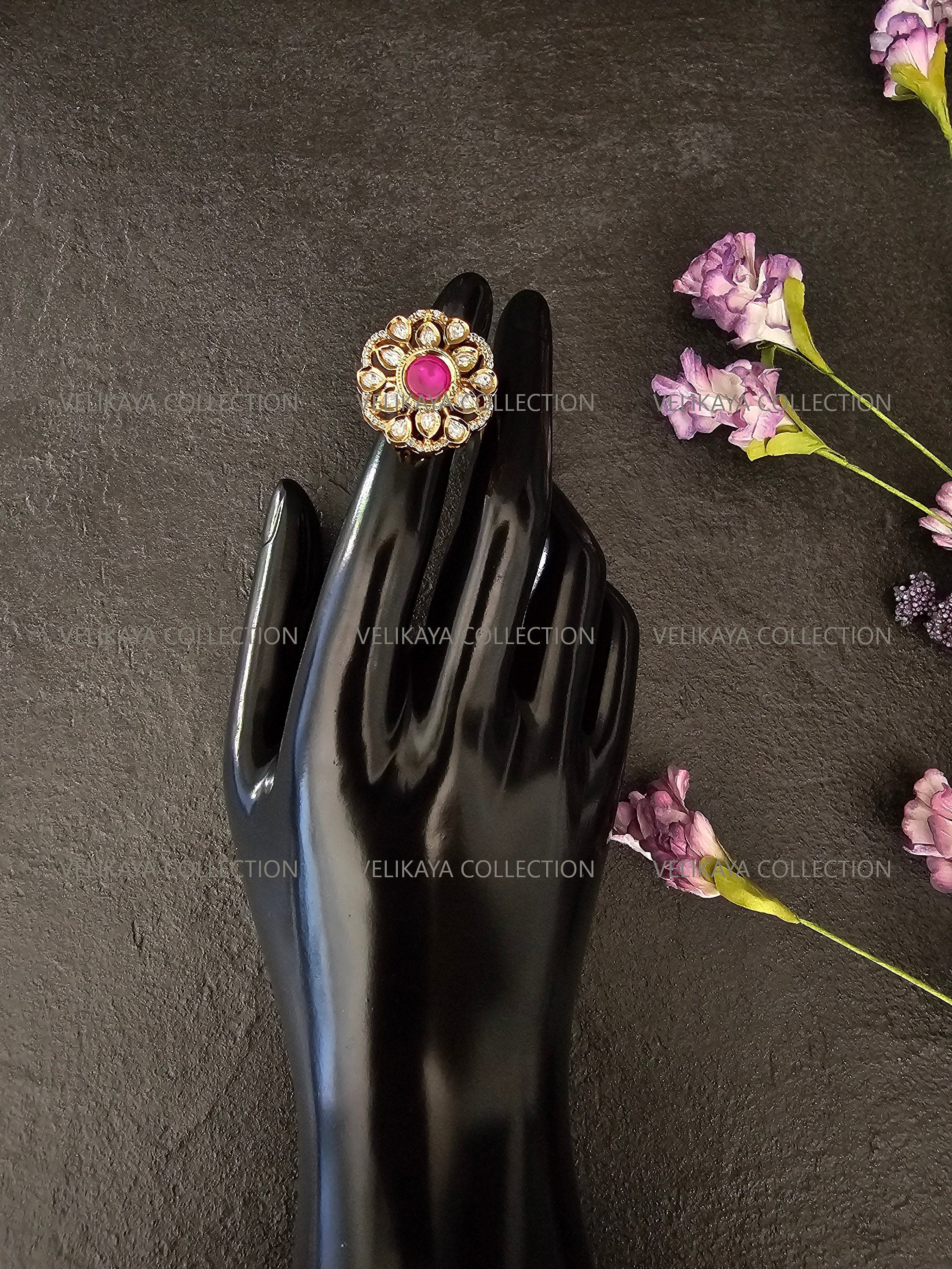 Gold Kundan AD Rings
