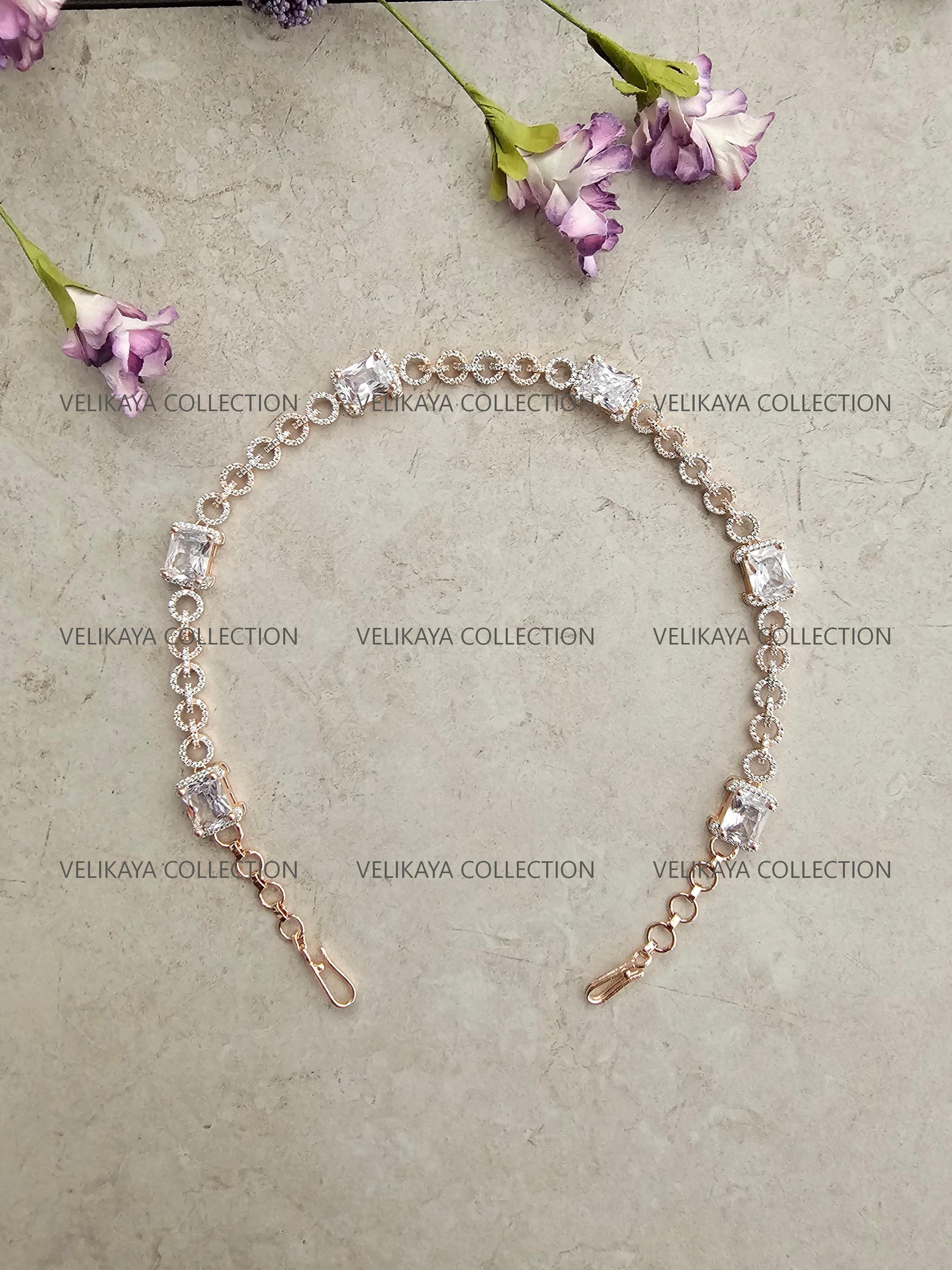 Rose Gold CZ Diamond Headband Sheeshphool