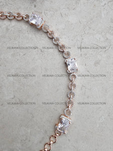 Rose Gold CZ Diamond Headband Sheeshphool