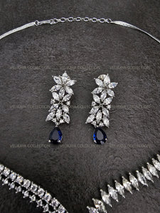 Niki Blue CZ Diamond Necklace Set