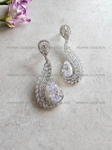 Zirconia Silver Angel Wings Earrings