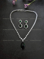 Load image into Gallery viewer, Bridal Necklace Earrings CZ Diamond Necklace Statement Victorian Necklace Pakistani Jewelry Indian Wedding Jewelry Bollywood Jewelry Tennis Necklace. Crystal necklace and earrings. Hollywood Jewely. Royal necklace set. Celebrity Jewelry.
