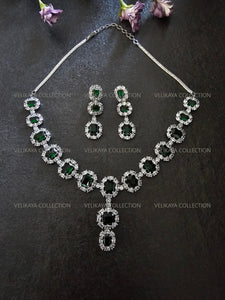 Elizabeth Emerald Green CZ Diamond Necklace Set