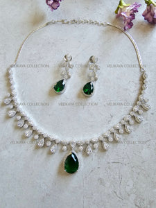 Sophia Green CZ Diamond Necklace Set