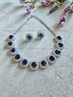 Load image into Gallery viewer, Milleni Sapphire Blue CZ Diamond Necklace Set
