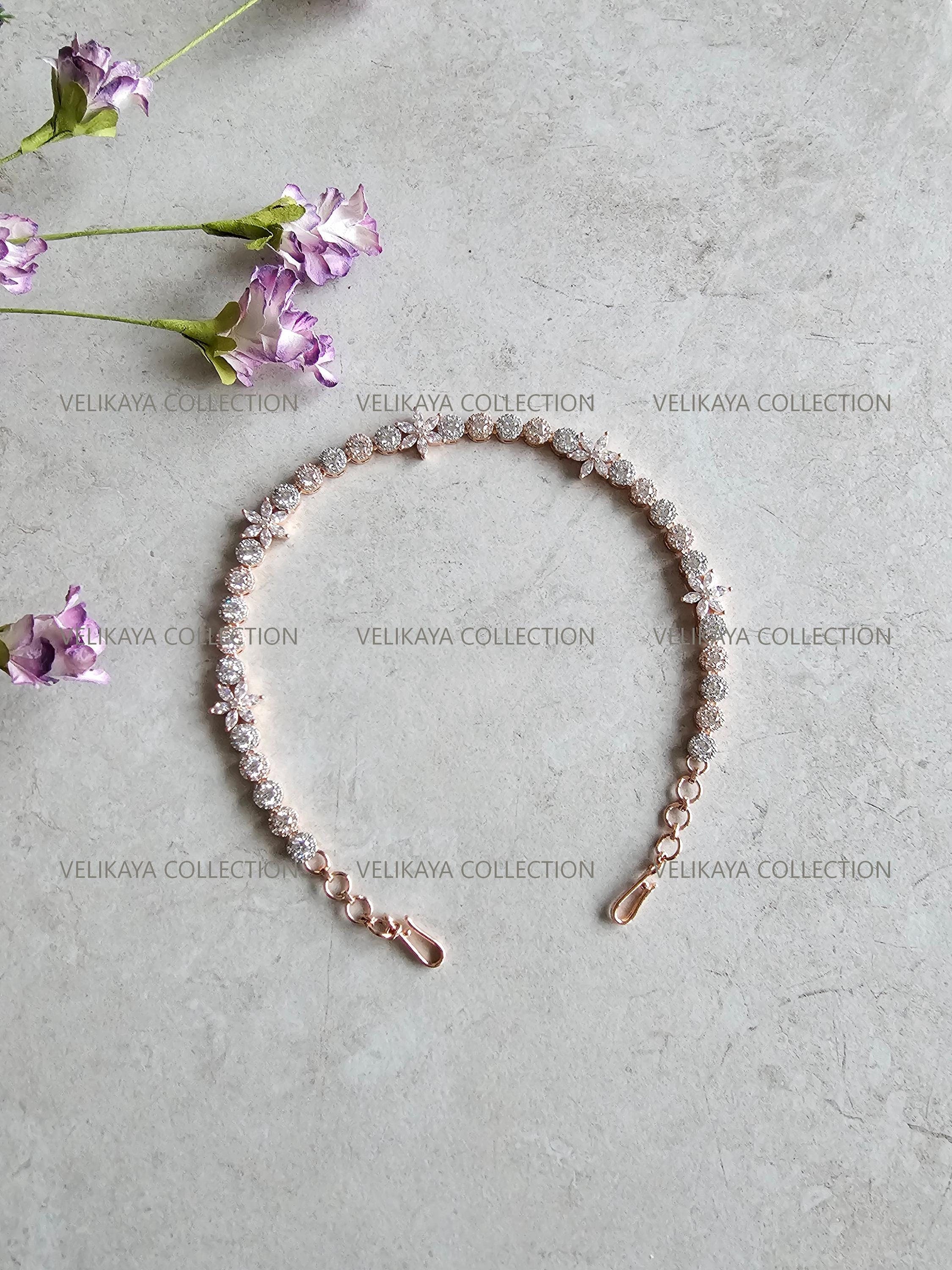 Indian Hair Jewelry Rose Gold CZ Diamond Headband