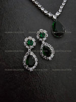 Load image into Gallery viewer, Mila Emerald Green Pendant CZ Diamond Necklace Set
