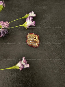 Statement Kundan Ring with Ruby Red Beads