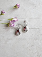 Load image into Gallery viewer, Red &amp; Silver Leaf Earrings
