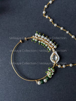 Load image into Gallery viewer, Gold Plated Kundan Nose Ring with Pearl Chain
