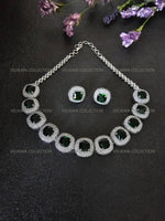 Load image into Gallery viewer, Milleni Emerald Green CZ Diamond Necklace Set
