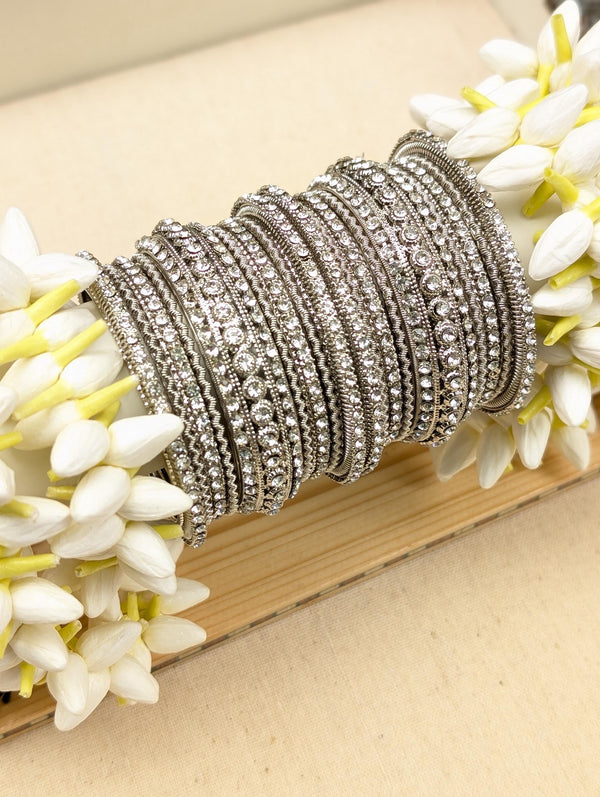 Kangna White Silver Bangles Set