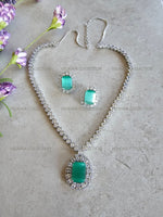 Load image into Gallery viewer, Inaya Blue Pendant Necklace &amp; Earrings
