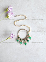 Load image into Gallery viewer, Green Nose Ring with Pearl Chain
