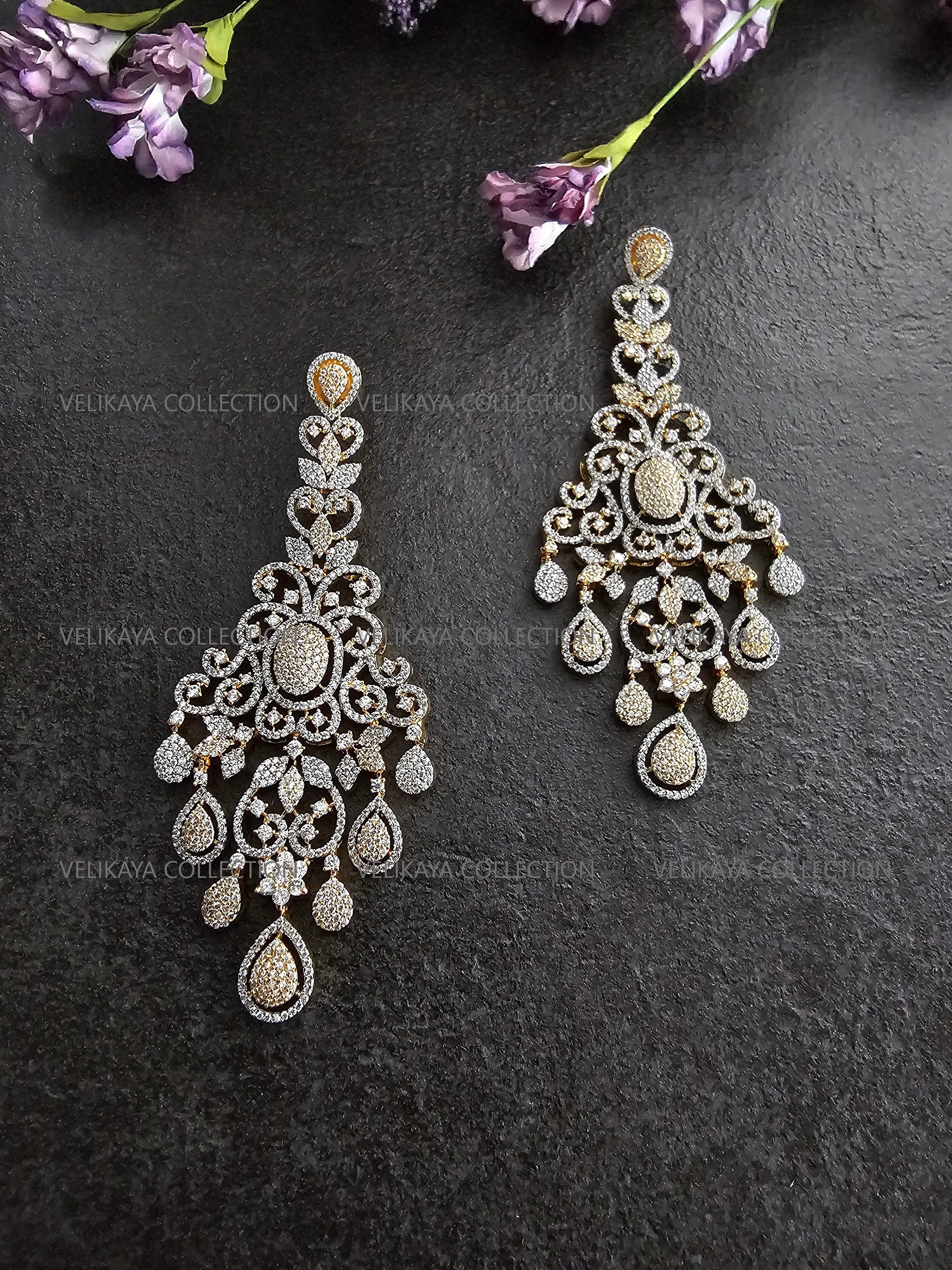 Long Victorian Earrings in Gold