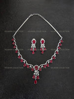 Load image into Gallery viewer, Royal Ruby Red CZ Diamond Necklace Set
