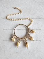 Load image into Gallery viewer, Antique Gold Nose Ring with Pearl Chain
