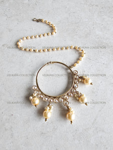 Antique Gold Nose Ring with Pearl Chain