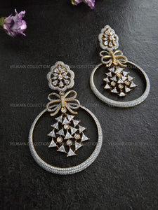 Gold Bow CZ Diamond Earrings