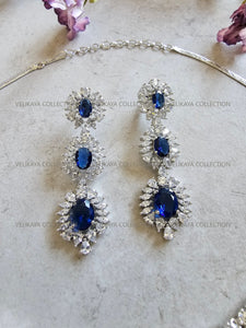 Victoria Sapphire Blue CZ Diamond Necklace Set