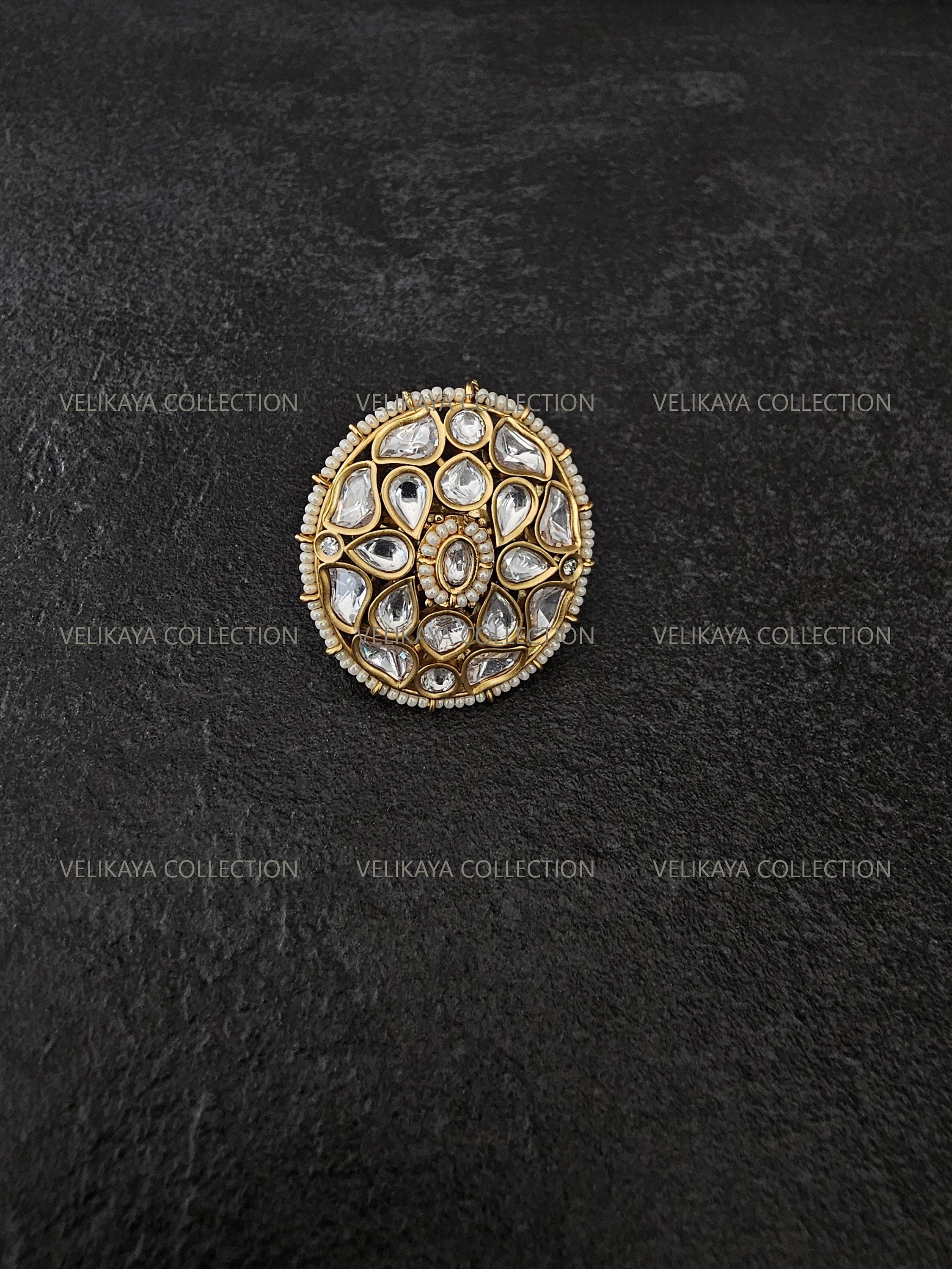 Round Pearl Kundan Ring