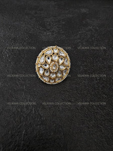 Round Pearl Kundan Ring