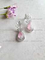 Load image into Gallery viewer, Pink &amp; Silver Leaf Earrings
