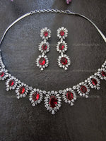 Load image into Gallery viewer, Victoria Ruby Red CZ Diamond Necklace Set
