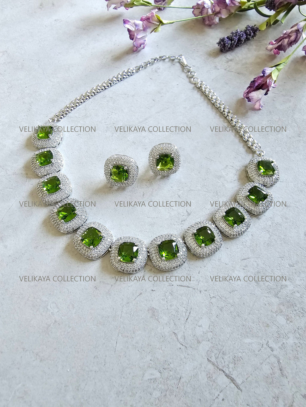 Bridal Necklace Earrings CZ Diamond Necklace Statement Victorian Necklace Pakistani Jewelry Indian Wedding Jewelry Bollywood Jewelry Tennis Necklace. Crystal necklace and earrings. Hollywood Jewely. Royal necklace set. Celebrity Jewelry.