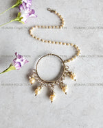 Load image into Gallery viewer, Antique Gold Nose Ring with Pearl Chain
