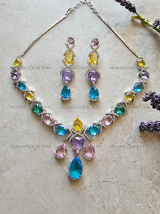 Rainbow Crystal Necklace & Earrings