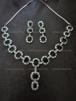 Load image into Gallery viewer, Elizabeth Emerald Green CZ Diamond Necklace Set
