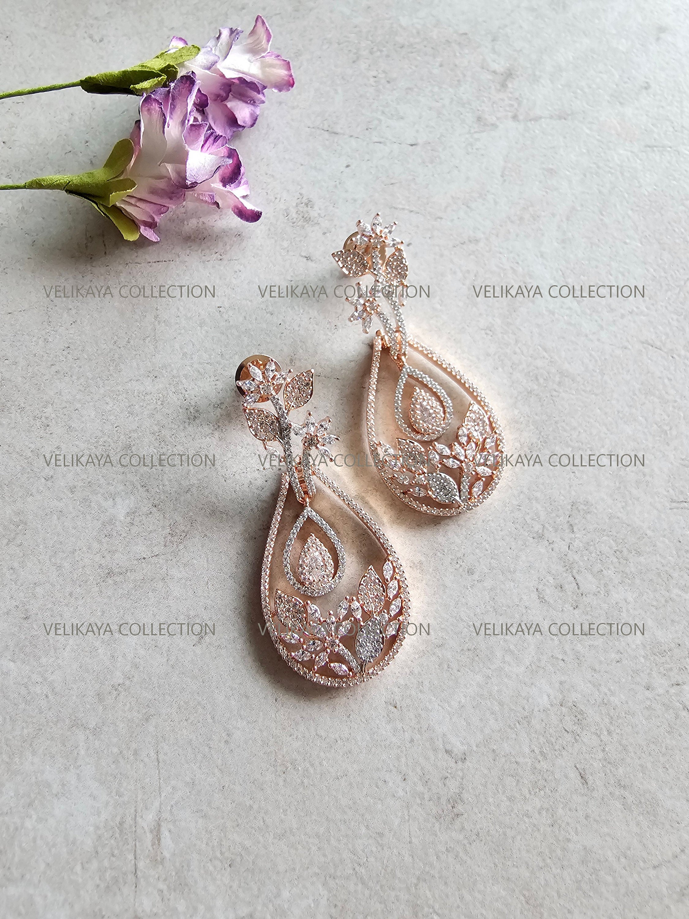 Delicate Rose Gold Hanging Earrings