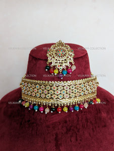 Preet Punjabi Jadau Choker Necklace with Earrings & Tikka