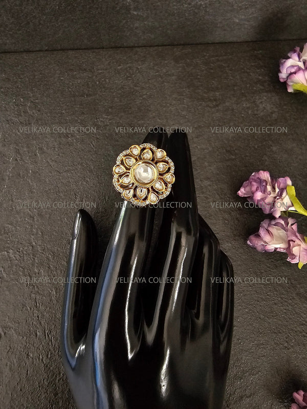 Gold Kundan AD Rings