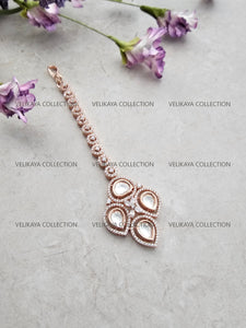 Asher Rose Gold Kundan CZ Diamond Tikka