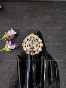 Meenakari Kundan Ring - Ruby White