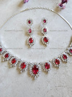 Load image into Gallery viewer, Victoria Ruby Red CZ Diamond Necklace Set
