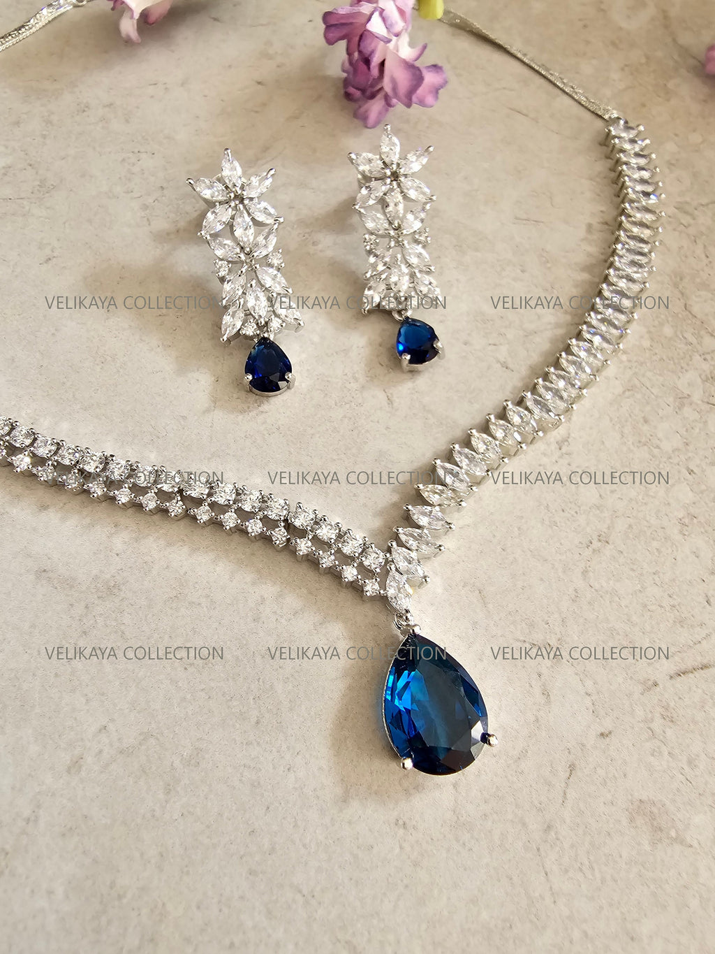 Bridal Necklace Earrings CZ Diamond Necklace Statement Victorian Necklace Pakistani Jewelry Indian Wedding Jewelry Bollywood Jewelry Tennis Necklace. Crystal necklace and earrings. Hollywood Jewely. Royal necklace set. Celebrity Jewelry.