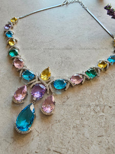 Rainbow Crystal Necklace & Earrings