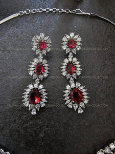 Victoria Ruby Red CZ Diamond Necklace Set