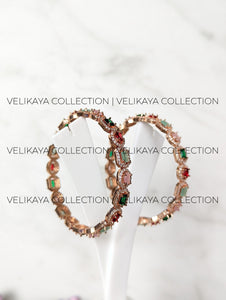 Multicolor Rose Gold Diamante Bangles