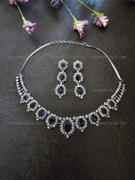 Load image into Gallery viewer, Victoria Sapphire Blue CZ Diamond Necklace Set
