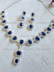 Elizabeth Sapphire Blue CZ Diamond Necklace Set