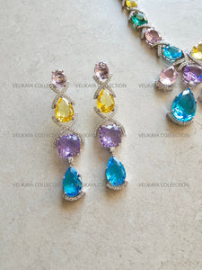 Rainbow Crystal Necklace & Earrings