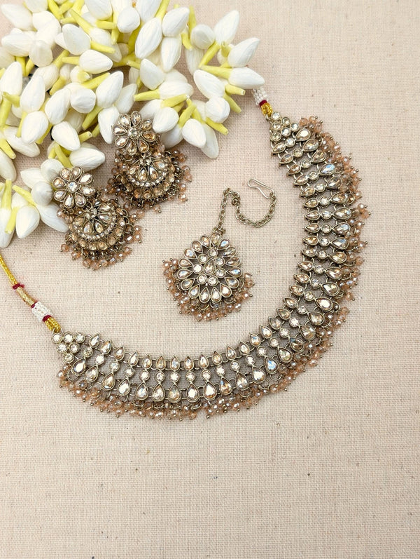 Piyu Antique Polki Choker Necklace Set