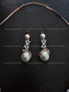 Victorian Pearl Necklace & Earrings Set