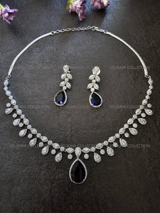 Sophia Blue  CZ Diamond Necklace Set