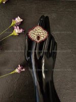 Load image into Gallery viewer, Statement Kundan Ring with Ruby Red Beads
